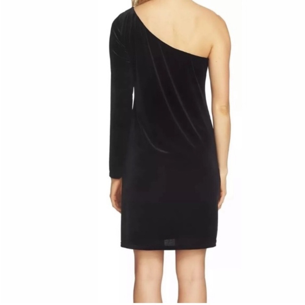 CeCe Cynthia Steffe Black Velvet Dress Small One Shoulder - Picture 2 of 11